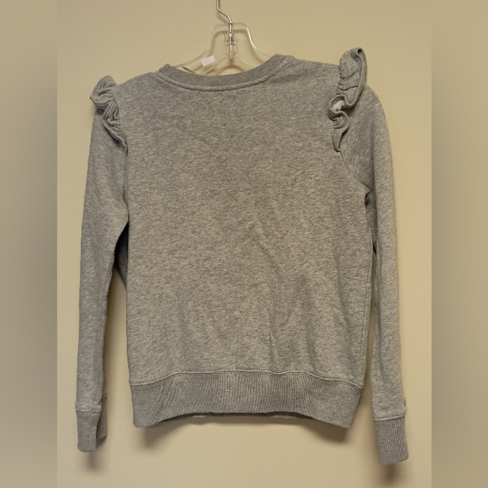 Girls Polo by Ralph Lauren Ruffle Shoulder Sweatshirt Heather Gray - Picture 5 of 10